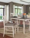 Dining Room Rustic Style Antique White 5pc Dining Set Counter Height Table w Shelf Unique High B2741P301879