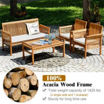 ZUN 4-piece patio furniture set Outdoor Acacia wood sofa furniture with cushion white 42065091