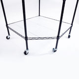 ZUN 6-Layer Plastic Coated Polygonal Corner Shelf with 2" PP Wheels 680*680*1800 Black 87893174