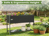28" Elevated Raised Planter Box with Storage Shelf, Ergonomic Garden Bed for Patio Balcony Herb 14565197