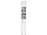 White MDF with vertical stripes, 20*20*180cm, 1 drawer, 2 doors, 4 shelves, narrow bathroom vanity 04438607