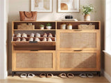 Boho Style Shoe Cabinet Cabinet with 4 Flip Drawers & Open Shelves, Freestanding Shoe Organizer for 84343778