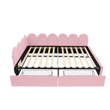 Full Size Upholstered Daybed with 2 Drawers,Velvet Sofabed with Soft Fabric Headboard, No Box-spring N733P194901H