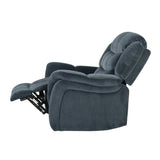 Classic Design, Steel Gray Plush Fabric, Glider Recliner 57412.00FSTL
