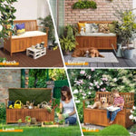 ZUN Wooden Outdoor Storage Bench Large Deck Box, Entryway Storage Bench with Inner Waterproof Dustproof 54513989