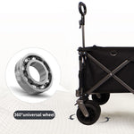 ZUN Folding Wagon, Heavy Duty Utility Beach Wagon Cart for Sand with Big Wheels, Adjustable Handle&Drink W321P163962