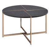 ZUN Black and Champagne Round Coffee Table B062P181383