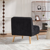 24.4" Wide Modern Upholstered Armless Chair with Rubber Wood Legs, Chenille Accent Chair for Living W3098P308776