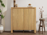 TREXM Buffet Cabinet with Storage, 4-Door Retro Wood Sideboard with Distressed Finish and Adjustable N715P310053D