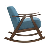 Modern Home Furniture 1pc Rocking Chair Blue Fabric Upholstered Dark Walnut Finish Wood Cushion Seat B011P255256