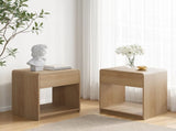 Mid-century modern bedside set, 2 pieces, with storage drawers and open shelves, bedroom side W1706P465308