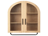 Bathroom Wall with Double Glass Doors 3 Shelves and Towel Bar Arched-top MDF Bathroom 30199242