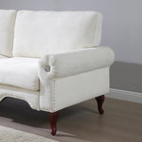 66-Inch Modern Linen Loveseat Sofa with Wooden Legs & Crystal button and Copper Nail, Tufted W1117P268786