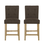 ZUN Contemporary Fabric Button Tufted 26 Inch Counter Stools, Set of 2, Brown 71254.00BRN