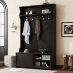 ZUN Hall Tree with Top Shelf and Storage Bench, Hallway Shoe Cabinet with Sliding Doors, Coat Rack with W1307P175740