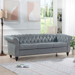 ZUN 84.65" Rolled Arm Chesterfield 3 Seater Sofa. W68061169