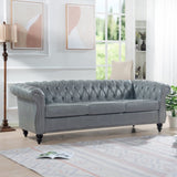 ZUN 84.65" Rolled Arm Chesterfield 3 Seater Sofa. W68061169