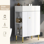 ZUN 21.6" white Bathroom vanity, Combo Cabinet, Bathroom Storage Cabinet, Single Ceramic Sink, Left side 26996276