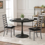 ZUN Dining Table Set for 2, 47 Inch Tulip Table with 2 Chairs for Dining Room ,Coffee Shop ,Small 43203107