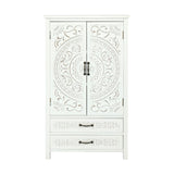 27'' Accent Tall Tower White Storage Cabinet - Rustic Wood Sideboard Pantry Cabinet - Versatile W2295P294585