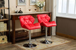 ZUN Glasgow Contemporary Tufted Adjustable Height Hidraulic Bar Stools, Set of 2, Red T2574P164867