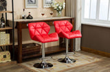 ZUN Glasgow Contemporary Tufted Adjustable Height Hidraulic Bar Stools, Set of 2, Red T2574P164867