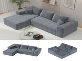Modular Corduroy Sectional Sofa with Chaise Lounge, All-Foam Deep Seat Couch, Soft Wide-Wale 36871977