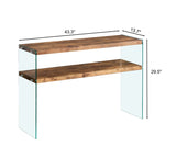 MDF Console Table, Big Side Table, Walnut Tempered Glass Desk,Entry Table W1718P321602