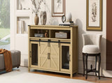 59.3''Sideboard with Sliding Barn Door and Mesh Panels,Farmhouse Buffet with Open N711P347388O