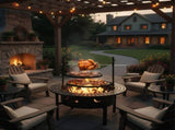 33 inch Outdoor Fire Pit with 2 Cooking Grills, Wood pit with Removable Swivel Grill, 94102282