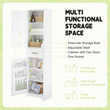 Tall Bathroom Storage Cabinet, Freestanding Storage Cabinet with Twos and Adjustable Shelves, 99964212