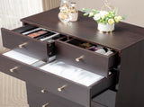 25.98*12.99"*35.04 5-Tier 6-Drawer Cabinet Drawer Dresser with Gold Handles Brown 17234498