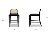 Panama 30.5" Curved Back Cane Rattan Bar Stool, Set of 2, Ebony Black Boucle B2719P238386
