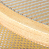 31.5in Rattan Coffee Table with Glass Top, Round End Table, Boho Style Side Table Sofa End Table for 97370521