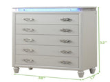 Perla 5 Drawer LED Chest Made with Wood in Milky White 659436134775
