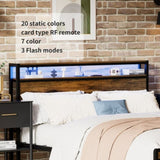 ZUN Queen Size Bed Frame, Storage Headboard with LED light, Charging Station, Solid and Stable, Noise W1903P151337