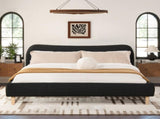 Roman Curved Headboard Upholstered Platform Bed, King, Ebony Black Boucle B2719P238212