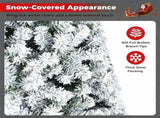 6 FT Snow Flocked Artificial Christmas Tree with 600 Branch Tips, Hinged PVC Xmas Tree Foldable 87635381