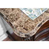 Genuine Marble Top Nightstand with 2 Drawers, Brown Cherry B016P251479