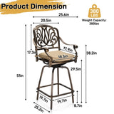 Outdoor Swivel Bar Stools Set of 2, Cast Aluminum Patio Bar Height, All-Weather Bar Dining 52885798
