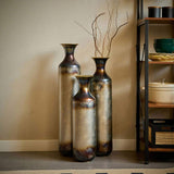 Floor metal vase modern style decoration droplet shaped white metal vase 3-piece set gorgeous W2796P290476