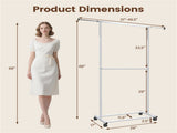 Extendable Double Rod Metal Clothing Rack with Wheels, Adjustable Height Garment Rack 14665782
