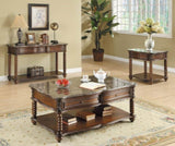 Traditional Formal Marble Top End Table with Drawer Lower Shelf Mahogany Finish Spiral Turned Legs B011P175733