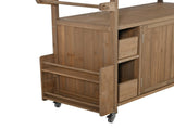 54.33" Farmhouse Rolling Outdoor Kitchen Cart, Solid Wood Frame with Stainless Steel Top, Spice N767P528183A