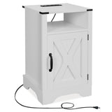 ZUN Modern Tall Dorm Wooden White Nightstands Bedside Tables With Charging Station Doors Bedroom Living W1828P154456