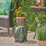 Rabbit Garden Stool, Lightweight Concrete, Gold Patina Finish, No Assembly Required N765P285189G