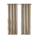 Knitted Jacquard Damask Total Blackout Grommet Top Curtain Panel Pair B035129803