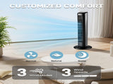 RTW-GR36 US Standard 36 Inch Tower Fan, 110V 45W, Black Plastic Body with Copper Motor, Touch & 95070014