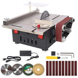 Mini Table Saw,Belt Sander, stainless steel top,4pcs Blades,10pcs Sanding Blet,7 Gear Adjustable W465P200270