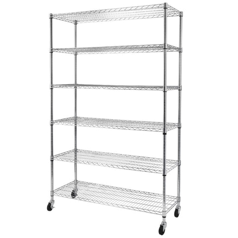 ZUN 6-Tier NSF Heavy Duty Adjustable Storage Metal Rack with Wheels/Leveling Feet & Shelf Liners Ideal 15636735